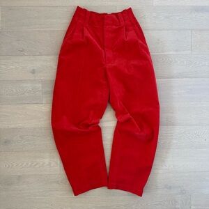 MARNI x Uniqlo Red Corduroy High Waist Pants Pleated Straight Leg - Size XS